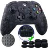 9CDeer Studded Protective Customize Transfer Printing Silicone Cover Skin Sleeve Case + 8 Thumb Grips Analog Caps for Xbox One/S/X Controller Skull Black Compatible with Official Stereo Headset