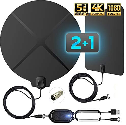 Digital TV Antenna Indoor Amplified - Support 4K 1080p 65-120 Miles Range - HD Antenna for TV - Freeview Local HDTV Channels with Amplifier Signal Booster 4K [2020 Version]