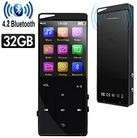 Frehovy 32GB MP3 Player with 4.2 Bluetooth, Portable Lossless Sound MP3 Music Player with FM Radio Voice Recorder Music Speaker, Support Up to 128 GB with HiFi Headphone