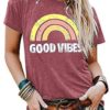 JINTING Good Vibes Graphic Tee Shirt for Women Teen Girls Long Sleeve Casual Funny Cute T Shirt Top with Sayings