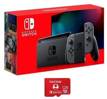 Nintendo 32GB Switch with Gray Joy-Con Controllers - with SanDisk 128GB UHS-I microSDXC Memory Card for The Switch