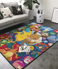 Poke-mon Ee-v-ee 2 Home Decoration Large Rug Floor Carpet Yoga Mat, Modern Area Rug for Children Kid Playroom Bedroom 36 x 24 inch