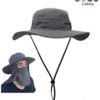 Turtle Tek Outdoors Fishing Hat/Sun Hat with Removable Neck & Face Flap, Waterproof UPF 50+ UV Sun Protection, Men Women Kids