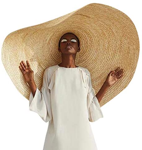 XBKPLO Large Sun Hats for Women Floppy Large Wide Brim Visor Cap Summer Beach Travel Oversized Straw Anti-UV UPF 50+ Fashion Wild Accessories